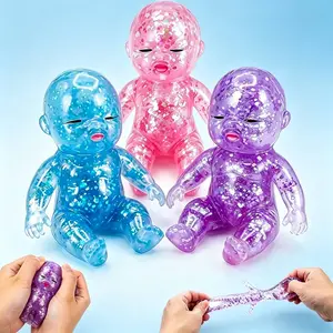 Baby Glitter Squishy, 4-Inch Soft Slow-Rising Fidget Toy for Kids, Squeezable Stress Relief Accessory for Desk Decor, Party Favors, or Classroom Prizes, Squishies