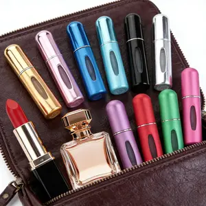 10Pcs Plastic Cosmetic Perfume Atomizers Multi-Pack, 5ml Empty Bottom Fill Refillable Waterproof Spray Bottles, Lightweight On-the-Go Travel & Office Home Organizer Storage Jars for Perfumes for Women