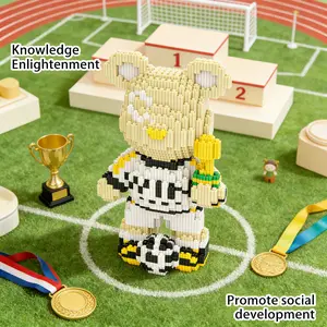 Football Champion Bear 3D Puzzle Building Blocks Decoration, Bookshelf Home Office Cabinet Decor, Party Living Room TV Stand Display