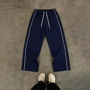 2-pack men’s summer straight-leg loose drawstring pants, stylish street-style versatile casual loose athletic pants