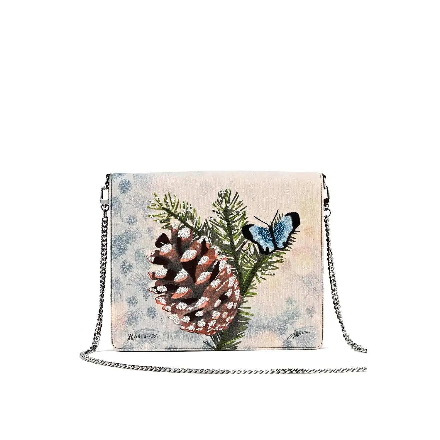Artepara Winter Signature Hand-Embroidered Leather Clutch