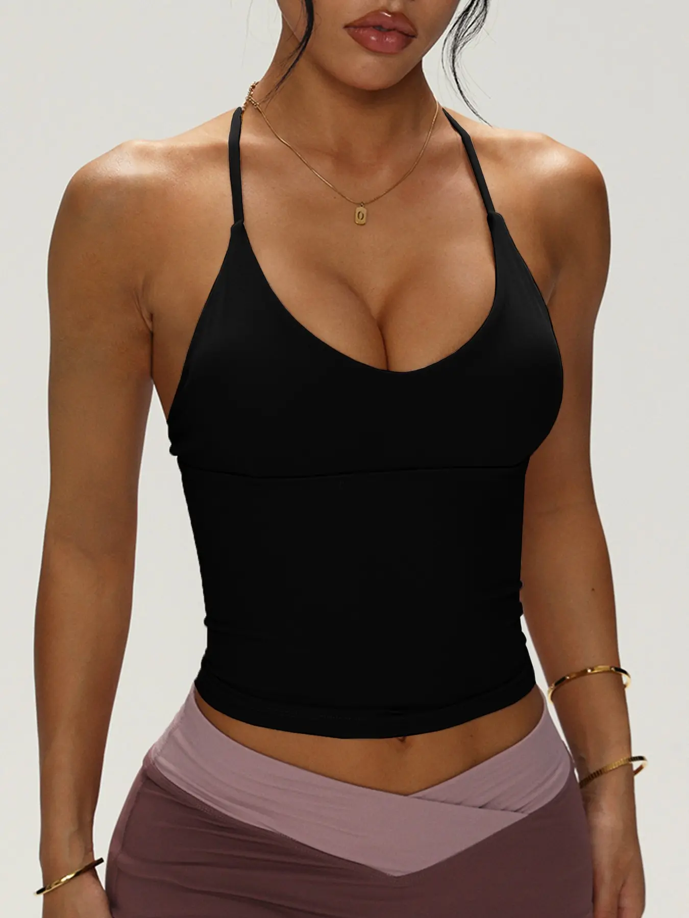 Tkitk seamed Polyester Sporty Backless Top, Lightweight Breathable Design, Ideal for Cycling & Outdoor Yoga Activities