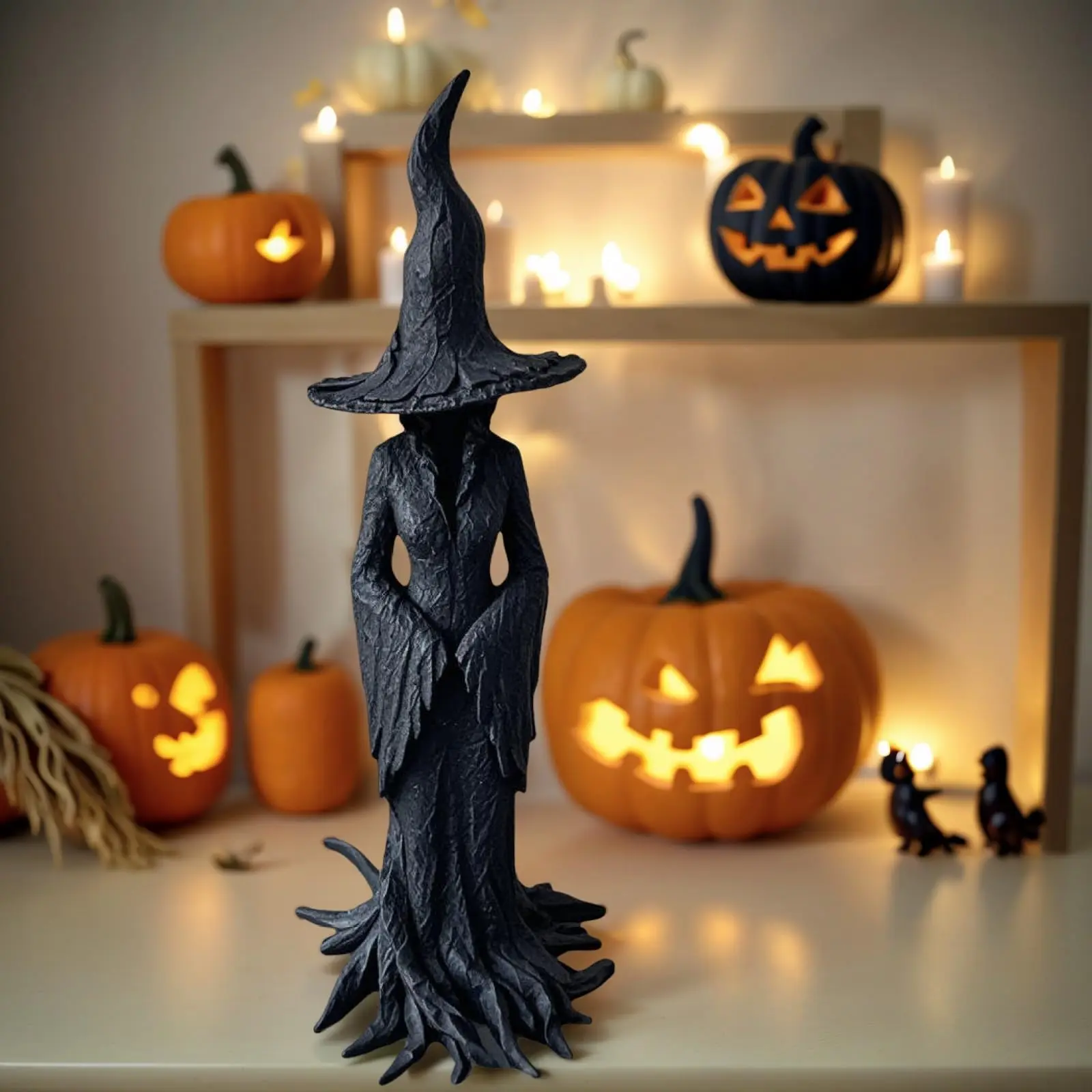 Hand-Painted Enchanting Resin Witch Statue - Home Decor Figurine, Vintage Halloween Decor, Arcane Character Figure Statues, Desktop Ornament, Perfect Gift Idea