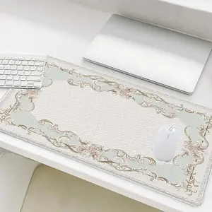 Vintage Floral Pattern Mouse Pad, Rectangle Gaming Mouse Pad, Non-Slip Rubber Base Stitched Edge Desk Pad for Desk Laptop Desktop, Desk Accessories