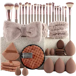 Classic Face Brush Set, 58/40 or 20Pcs/Set Makeup Brush & Bag Sponge & Headband & Brush Cleaning Bowl & Puff& & Wristband, Makeup Accessories for Women, Cosmetic