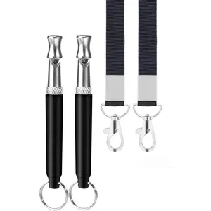 Dog Whistle, Adjustable Pitch Ultrasonic Dog Training Whistle, Stainless Steel Silent Bark Control for Dogs Recall, Stop Barking, with Premium Lanyard, for All Breeds & Sizes (Black)