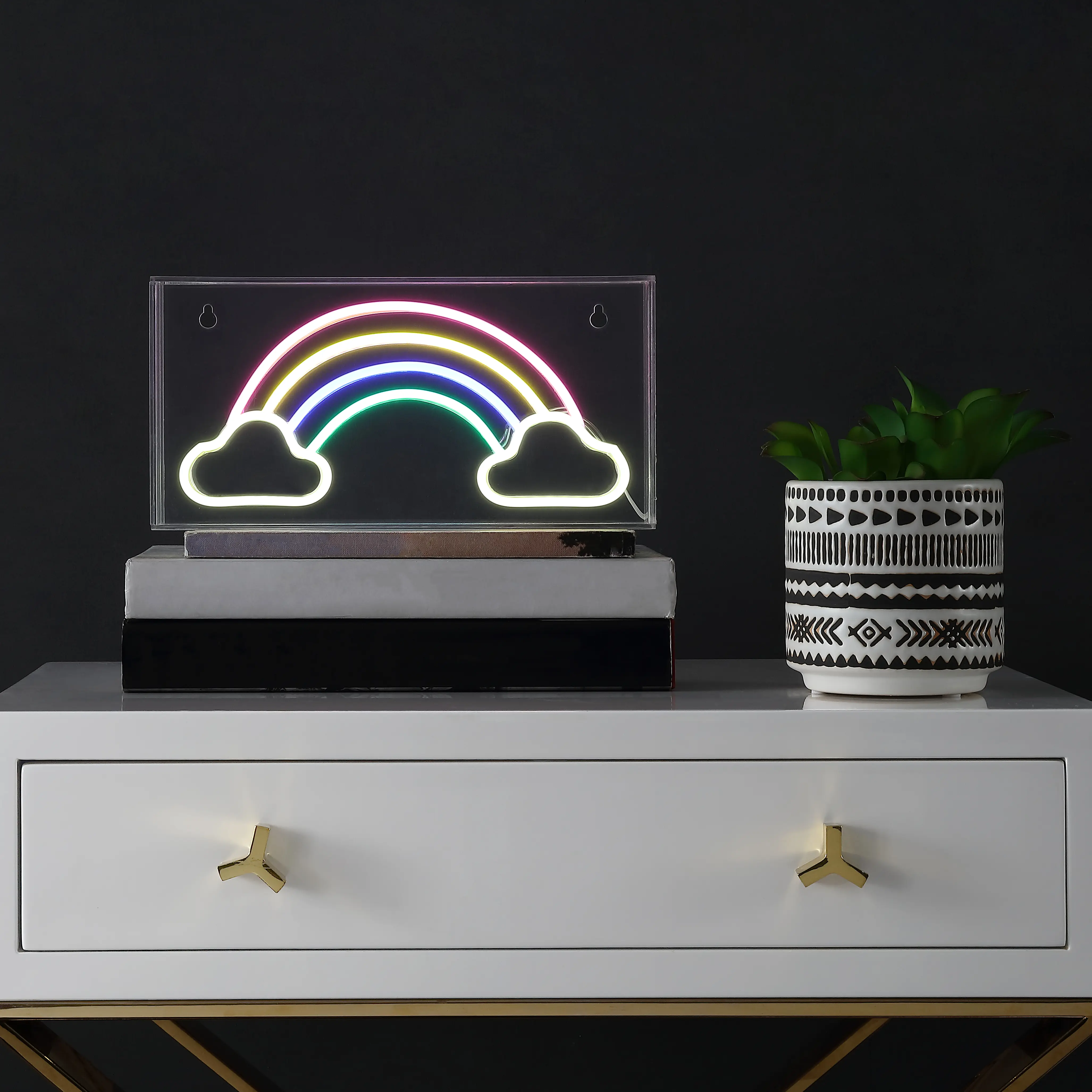 JONATHAN Y Allegra Classic Farmhouse Adjustable Cantilever LED Task Lamp - USB Powered Lamp, USB Charging Port, Home Accessory, Task-Ready Neon, Accent Strip Neon Lights, Hang or Stand - for Living Room, Office, Bulb‑Free Lighting