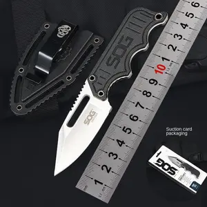 Mini Fixed Blade Knife G10 Handle, Lightweight Portable Pocket Knife, Durable Multifunctional Tool with Abs Sheath, Neck Strap Option, Tactical Knives