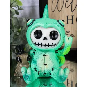 Furrybones Camo The Chameleon With Cricket Figurine 3"H Skeleton Furry Bones