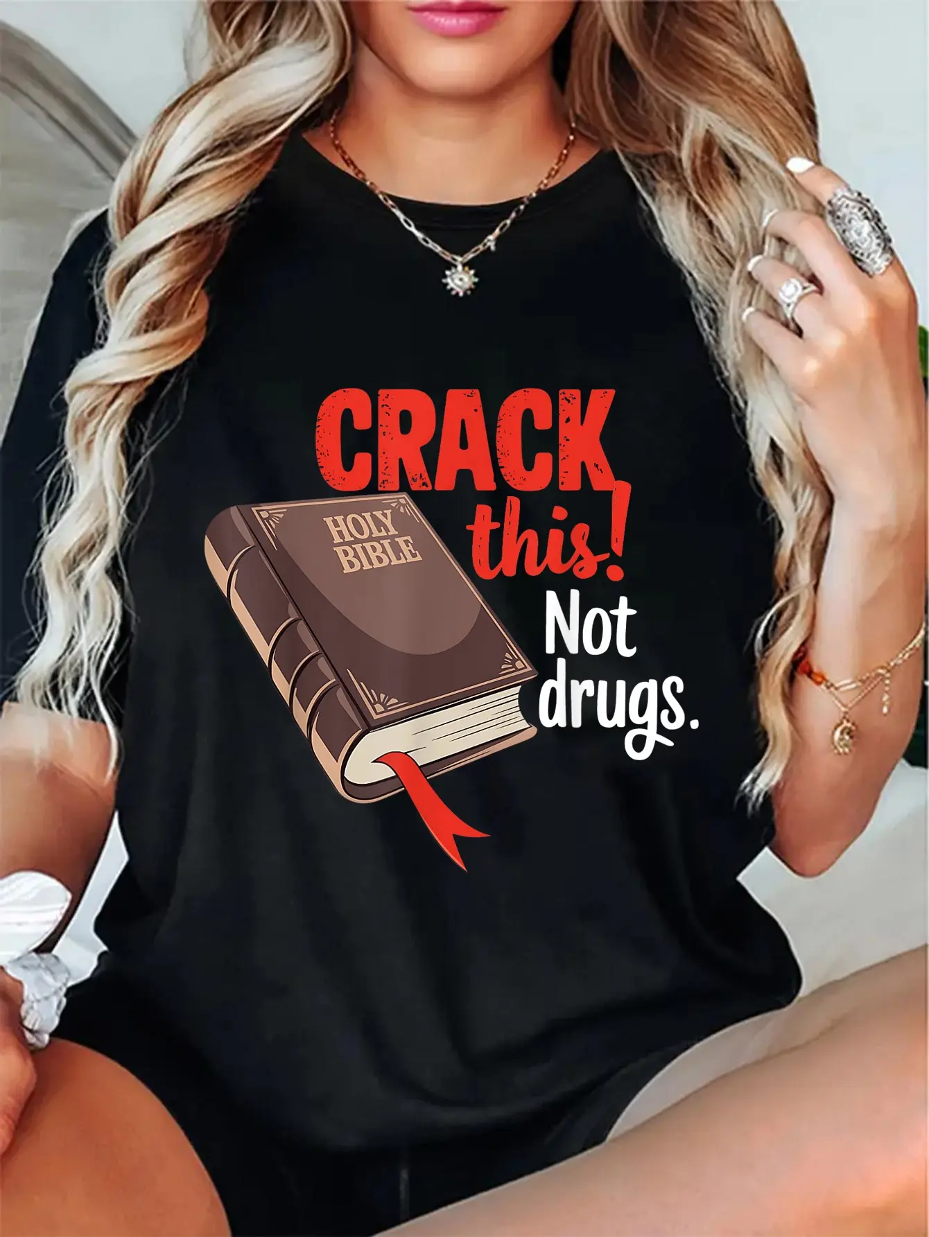100% Cotton Unisex Crack This Not Drugs Holy Bible Christian God T-Shirt Christ Christian Tops
