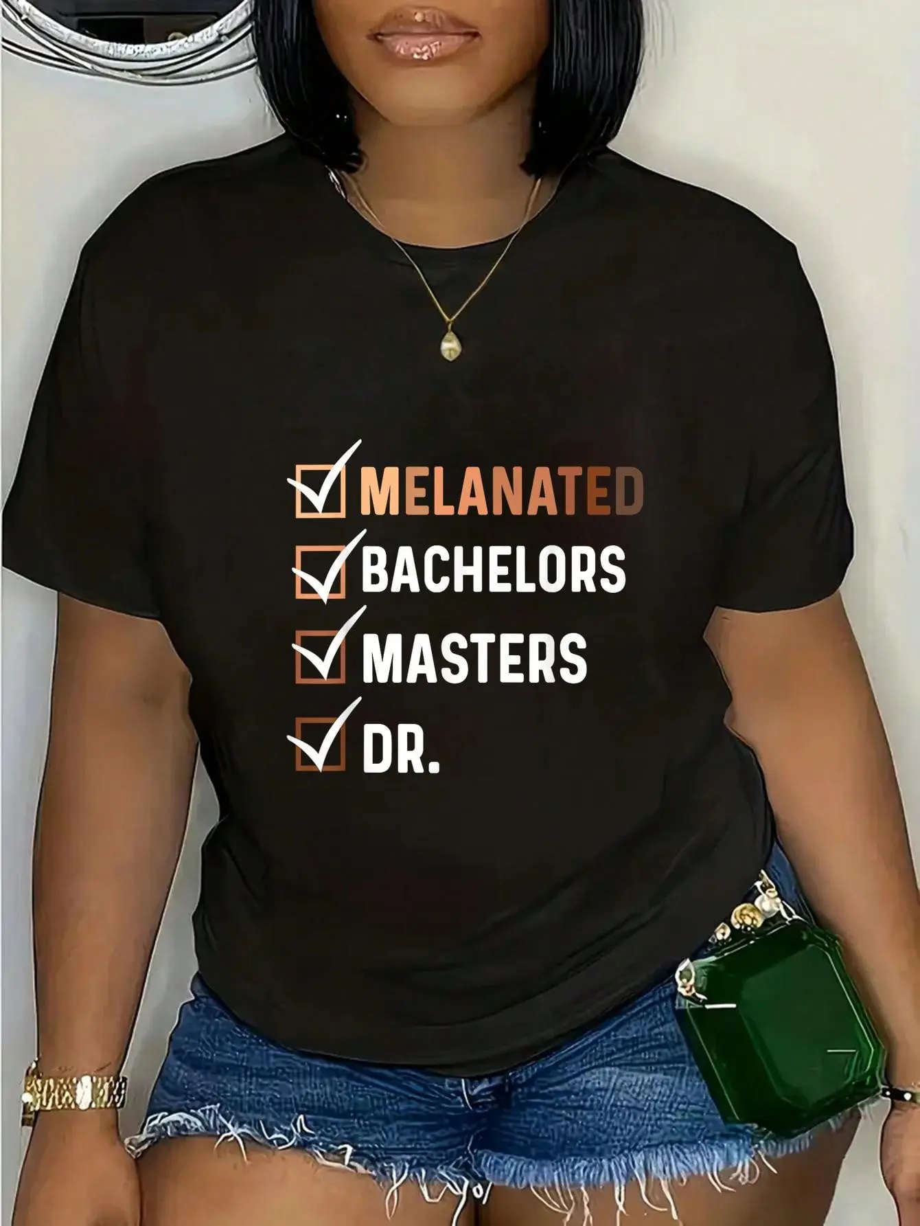 100% Cotton Melanated Doctorate Graduation PhD EdD Bachelor Master Dr T-Shirt