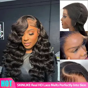 【HOT]Lemoda 13x6 SKINLIKE Real HD Lace Wigs Pre-Pleached Knots 15A 13x4 Body Wave Full Lace Frontal Wigs Brazilian Virgin Human Hair 0.1mm Ultra-thin Tiny Knots Frayed Ends Lace Wig 200% Density summerwins