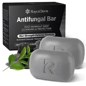 RoyceDerm Antifungal Soap for Active Skin - 200g Medicated Bar with Tea Tree Oil Charcoal & Volcanic Ash for Athlete's Foot Jock Itch Ringworm