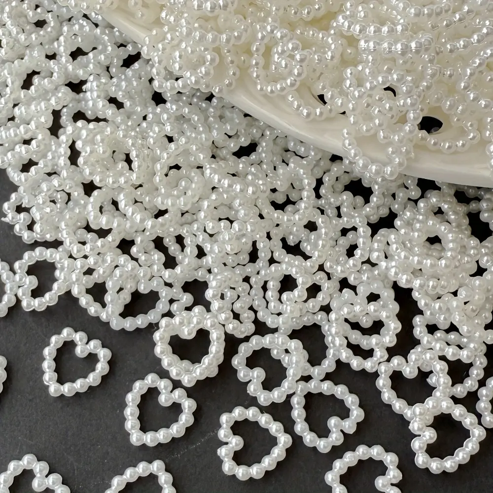 100pcs 10mm Pearlescent Heart-Shaped Acrylic Beads for DIY Jewelry Making, Hair Accessories & Nail Art Decorations, DIY Beading Accessories