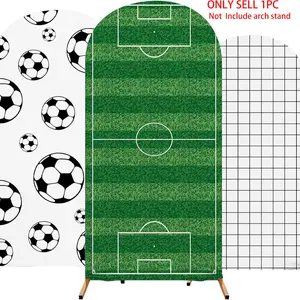 Soccer Themed Chiara Arch Covers Stretchy Backdrop Set, Round Top Arch Banner with Football Design, Perfect for Birthday Party Decorations, Interactive Photo Props & Event Backdrops