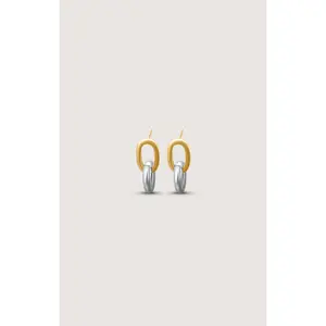 MIXED METAL DOUBLE HOOP EARRING
