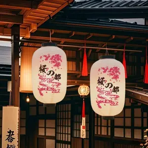 Japanese Style Traditional Lantern, 1 Count Sakura Pattern Hanging Lantern, Hanging Decor for Home, Restaurant, Cafe, Window, Holiday Celebration, Ornaments