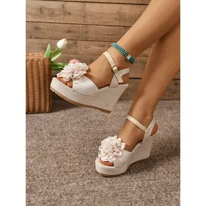 Women's Fashionable Solid Color Wedge Sandals, Boho Style Platform Sandals for Beach Vacation, Casual Comfortable Wedge Sandals for Daily Wear, Walking Shoes