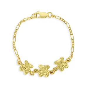 5" Teddy Bear Baby / Toddler Bracelet - 14k Gold Over Sterling Silver