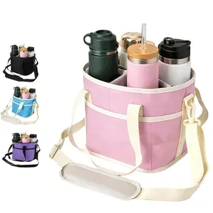 Family Size 4 Compartment Drink Bag,Multiple Tumbler Carrier Caddy Drinkware Insulated Sturdy Bottle holiday enthusiast storage gift