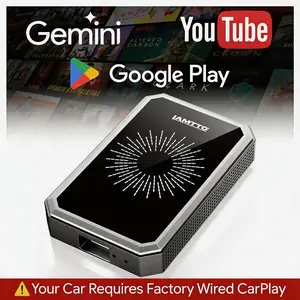 LAMTTO Gemini AI Wireless CarPlay Adapter with Built-in Google Play (Supports Downloading Netflix/YouTube/TikTok), for Vehicles with Factory Wired CarPlay/Android Auto[No pre-2016 Support],Android AI Box – Turn Your Car Screen into a Smart Tablet