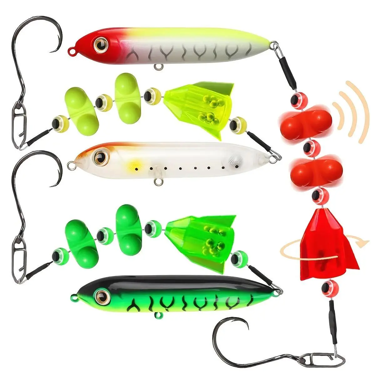 3PCS Catfish rig, Catfish Floats, Santee Cooper Dragging Rattler Rig, Chunky Catfishing Rigs for Lake River Ban