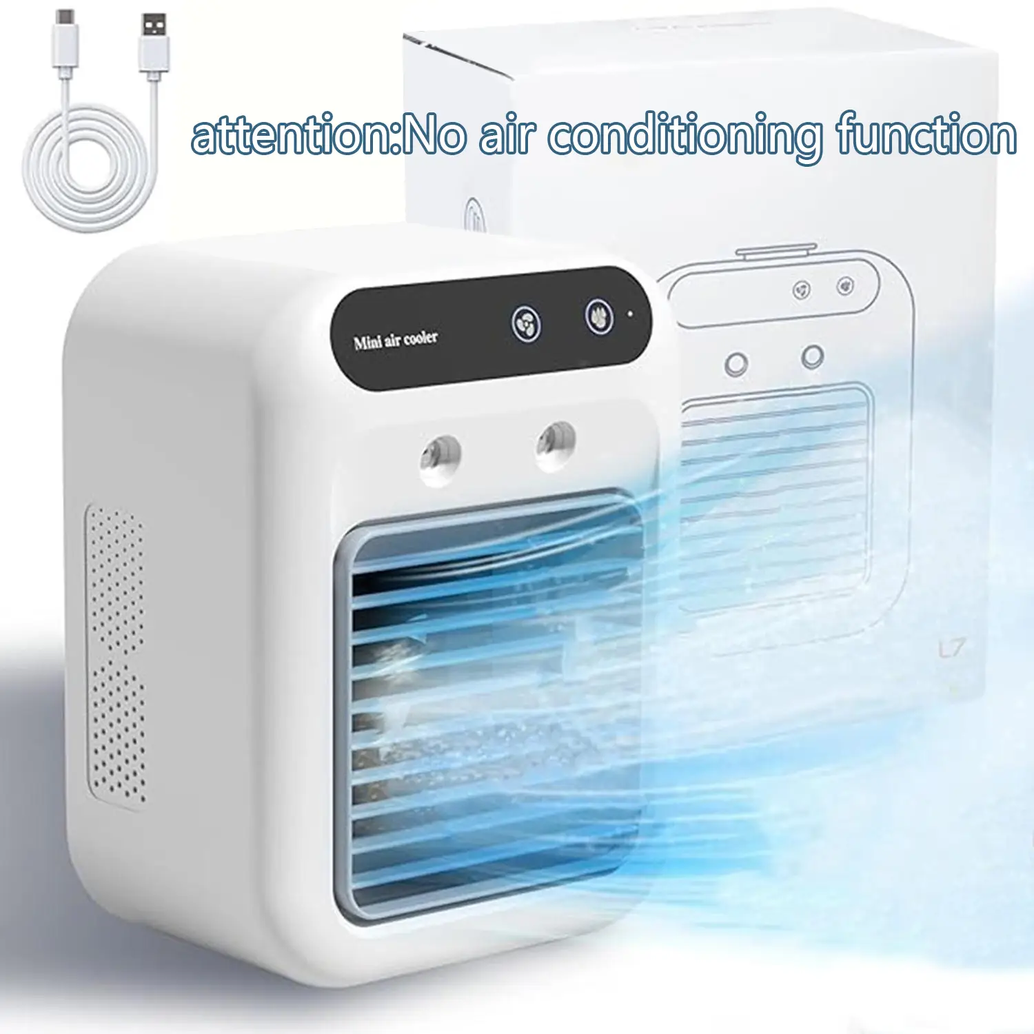 Portable Air Conditioner 25w Rechargeable Mini Portable Air Conditioner Air Cooler Fan 2 Speed Personal Cooling Fan Small Indoor Air Conditioner f