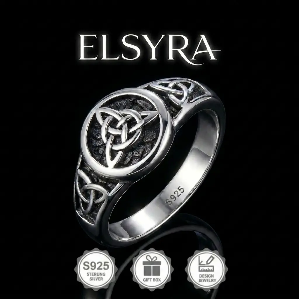 S925 Sterling Silver Vintage Celtic Trinity Knot Ring, Antique Triquetra Eternity Band for Women & Men. Symbol of Eternal Love & Protection. Meaningful Jewelry Gift Box for Mother's Day, Anniversary & Daily Wear. Gothic Viking Statement Ring