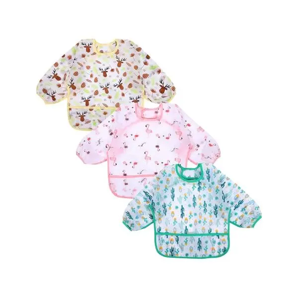 Halloween Fall Gift 3-Pack Baby Long Sleeve Bibs – Waterproof Sleeved Smock Bibs for Babies & Toddlers, 6–36 Months