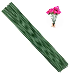 100pcs Diameter 2mm Dark Green Paper Wrapped Floral stem Wire 16 Inch Floral Stem Wire - DIY Bouquet Stem Wrapping and Crafts Diy Artificial Rose Diy Flower Decor