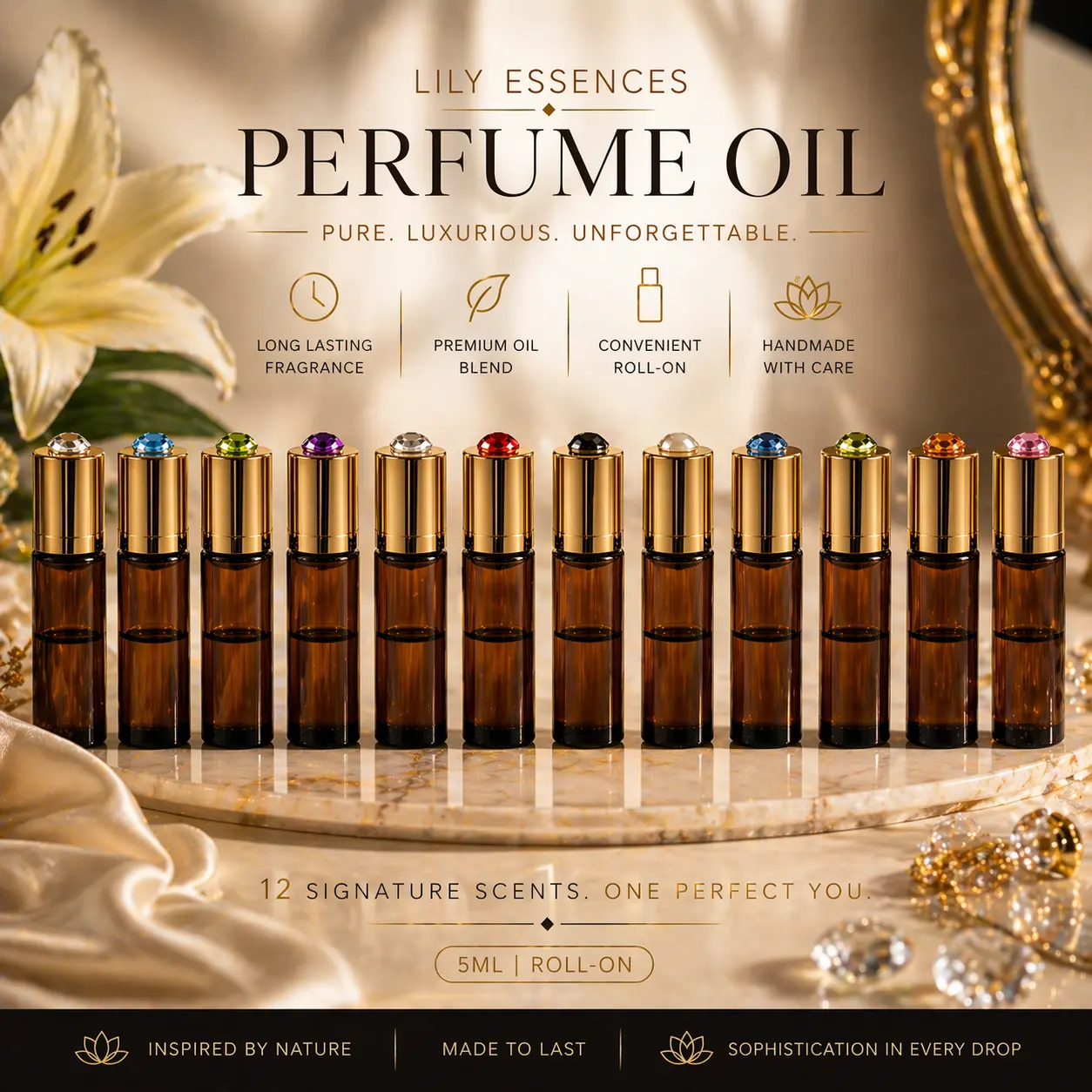 Lily Essences Royal Collection – 5ml Perfume Oil Roll-On | Long Lasting | Travel Size | Men