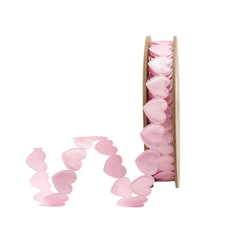 3/4" Ultra Sonic Trim | Pink Side By Side Hearts | 10 Yard Roll Valentine’s Day wrapping gifts Pink heart shape ribbon
