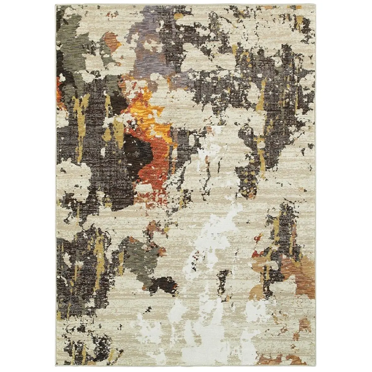 Oriental Weavers Evolution E7770J100170ST Machine-Woven Contemporary Patterned Statement Rug - 3 ft. 3 in. x 5 ft. 2 in., Beige, Nylon/Polypropylene Nylon Blend, Charcoal Accents, Texture Mix, 3D-Textured Abstract Art Indoor Use Rug