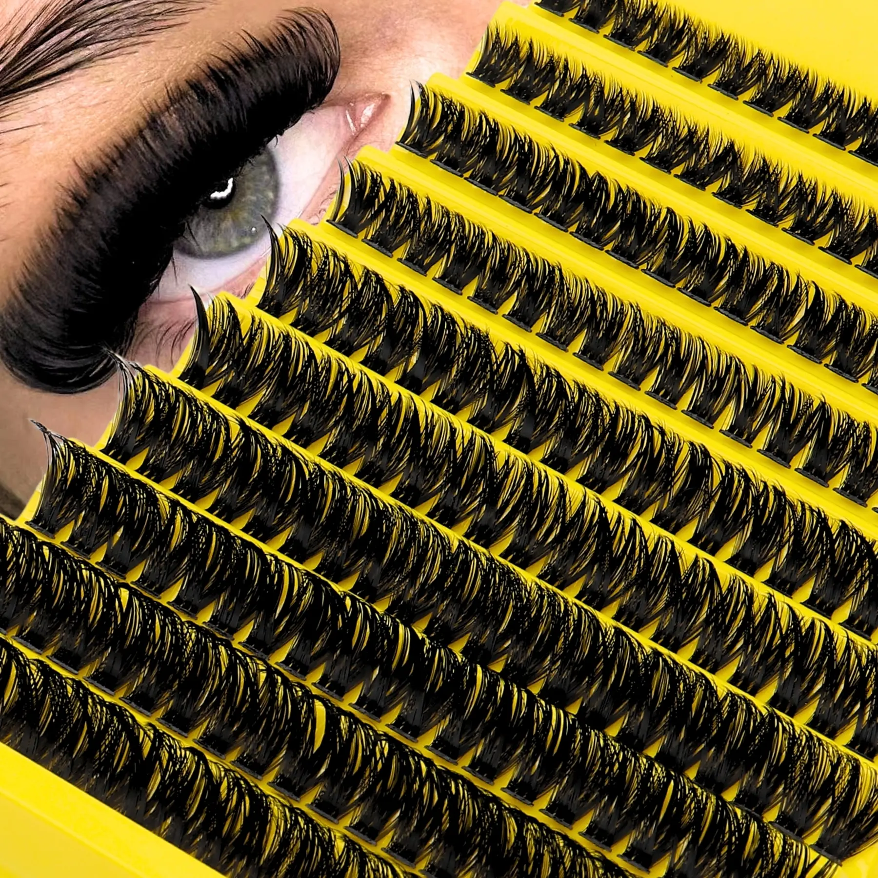 200 clusters of false eyelashes, Diy Volume Eyelashes, DIY Eyelash extension DIY Dramatic Lashes D Curly long single eyelash mixed tray Eyelash bundle extension 0.07mm Fluffy False Eyelashes