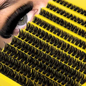 200 clusters of false eyelashes DIY Eyelash extension D Curly long single eyelash mixed tray Eyelash bundle extension 0.07mm, enlarge your eye shape, enhance your natural beauty and create an exaggerated style