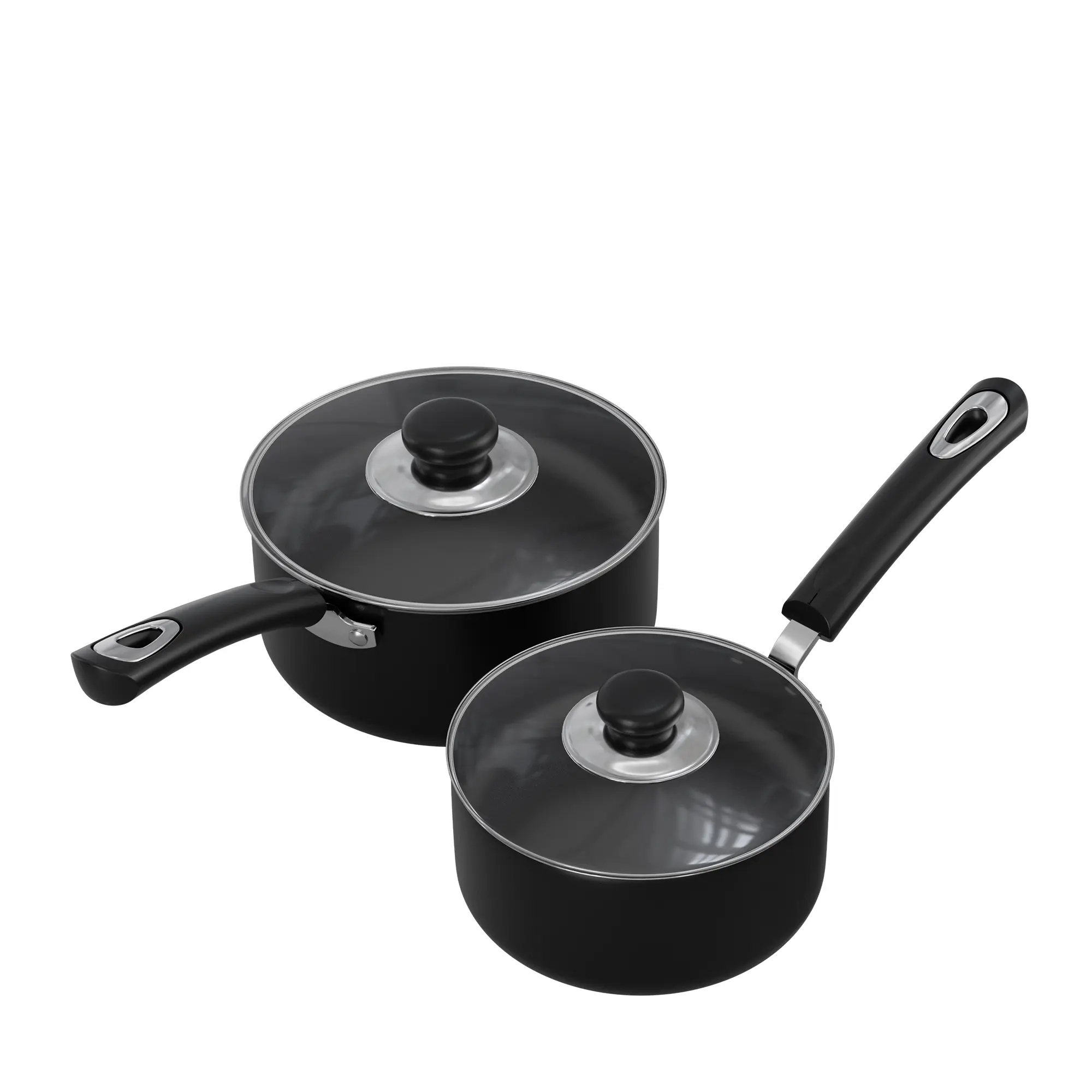 Kichly Nonstick Pots and SaucePans Set – Stovetop Cookware Saucepan with Lids, Grey & Black Kitchen Cookware