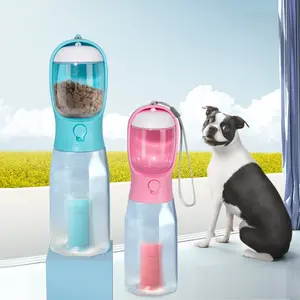 3 in 1 Dog Water Bottle with Food Container, 1 Count Portable Pet Water Bottle, Pet Feeding Supplies for Outdoor Travel, Dog & Cat Accessories