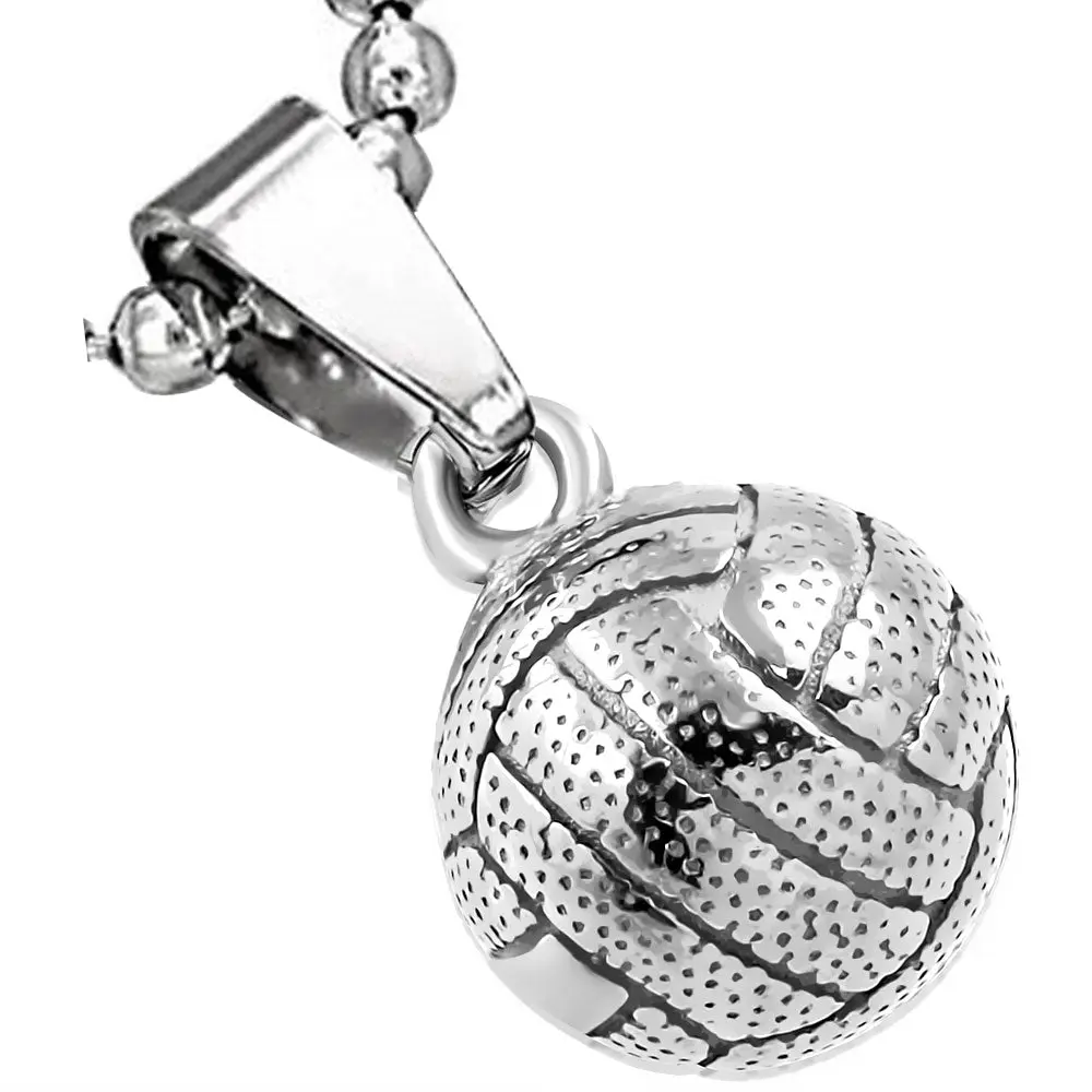 My Daily Styles Silver Volleyball Pendant - Durable Costume Jewelry Charm, Round Design, Simple Clasp for Secure Attachment, Daily Fashion Accessory
