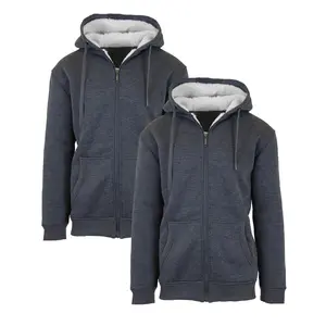 2-Pack Men's Heavyweight Sherpa Fleece-Lined Zip Sweater Hoodie (Sizes, S-XL)