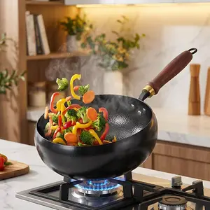 Uncoated Thick Iron Pot, Japanese Iron Pan, Uncoating Cast iron Pot,Hand-Forged Non-Stick Pans without Coating,High Purity Frying Pans for Cooking, Nonstick Durable Cooking