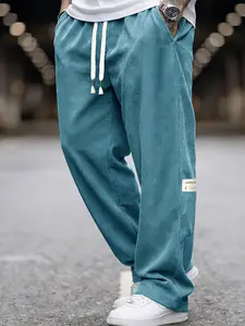 Corduroy men's pants, spring and summer men's pants, streetwear casual pants for men, breathable straight leg sports pants for men, loose solid color men's workwear pants, suitable for sports and casual wear, holiday gift giveaway