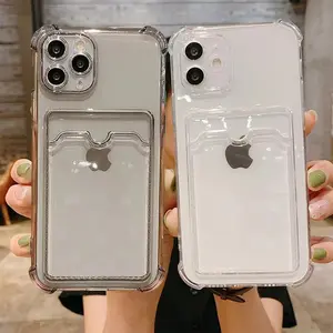 Clear Card Slot Bag Holder Phone Case For iPhone 17Air 17 16 15 14 13 12 11 16 Pro Max Plus Shockproof Soft Cover