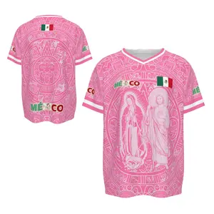 Light Pink Virgencita & San Juditas Mexico Soccer Jersey for Men, 2026 World Cup Soccer Fan Shirt, Casual Sports Mexican Culture Style Jersey