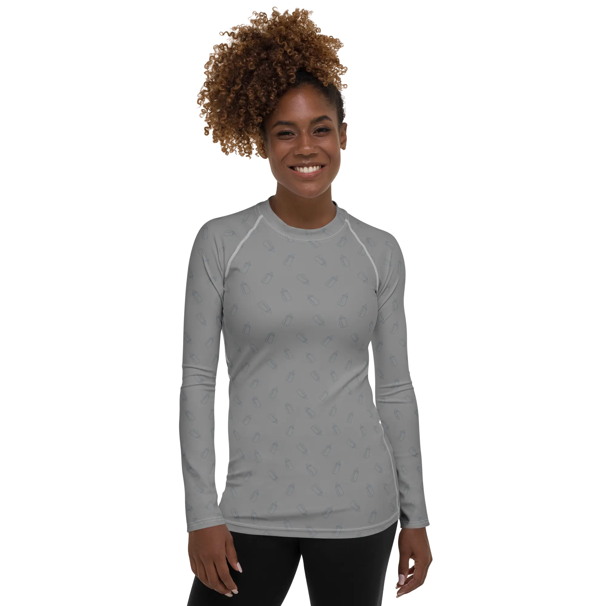 Baby Bottle Underscrub in Grey for Mother Baby, NICU, L&D Nurses and Healthcare Workers  Uniforms, Grey Fitted Long Sleeve