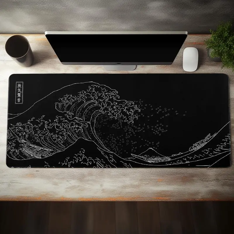 Rectangle Large Mouse Pad, 1 Count Wave Pattern Design Waterproof Mouse Mat with Non-slip Rubber Base, Smooth Desktop Mouse Pad for Home & Office, Gaming Desk Accessory, Office Desk Accessories, Computer Desk Accessories