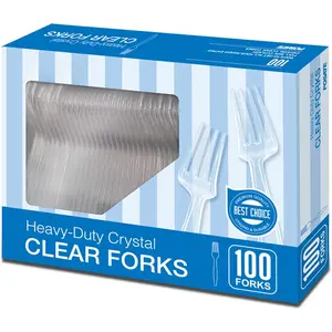 Heavy Weight Plastic Forks, Clear Disposable, 100 Count