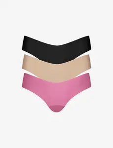 Invisible Rib One Size Thong 3-Pack