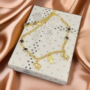 CZ Elephant Hamsa Hand Anklet Bracelet for Womens Girls Gifts for Her Anniversary Birhtday Everyday Wear Fashion Style Design