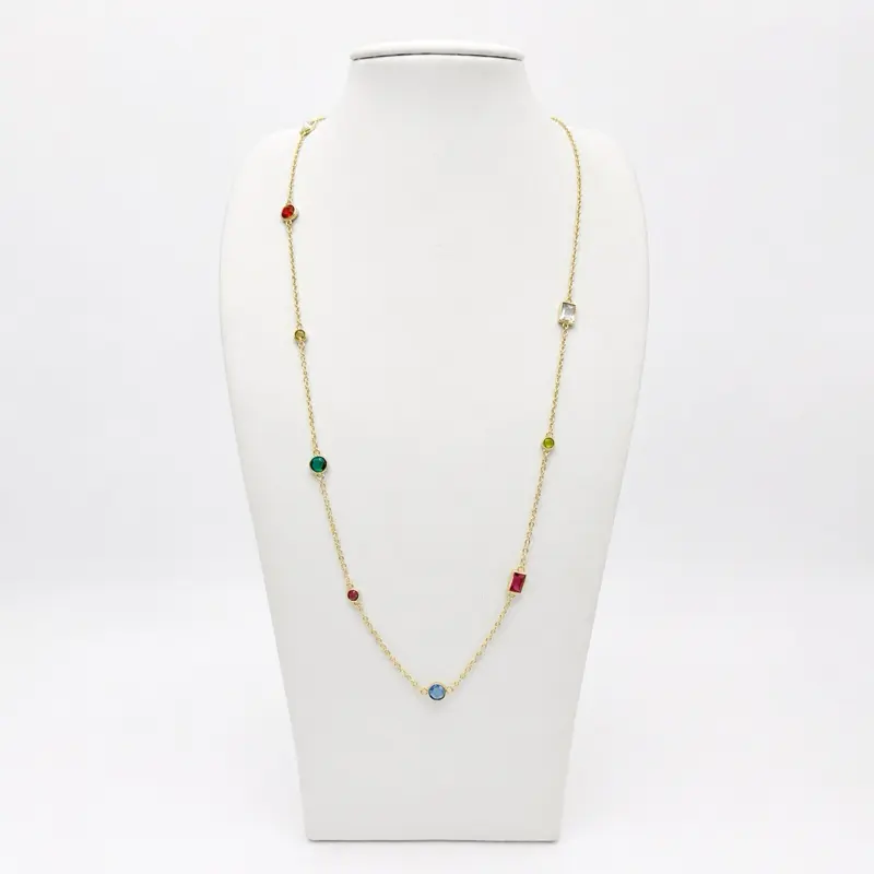 N83 Multicolor Necklace - Gold Plated 14k