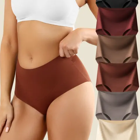 6 Pack Women's High Waisted Underwear, Seamless Undergarment, Full Coverage No Show Briefs, Comfortable Panties for Ladies S-Xxl